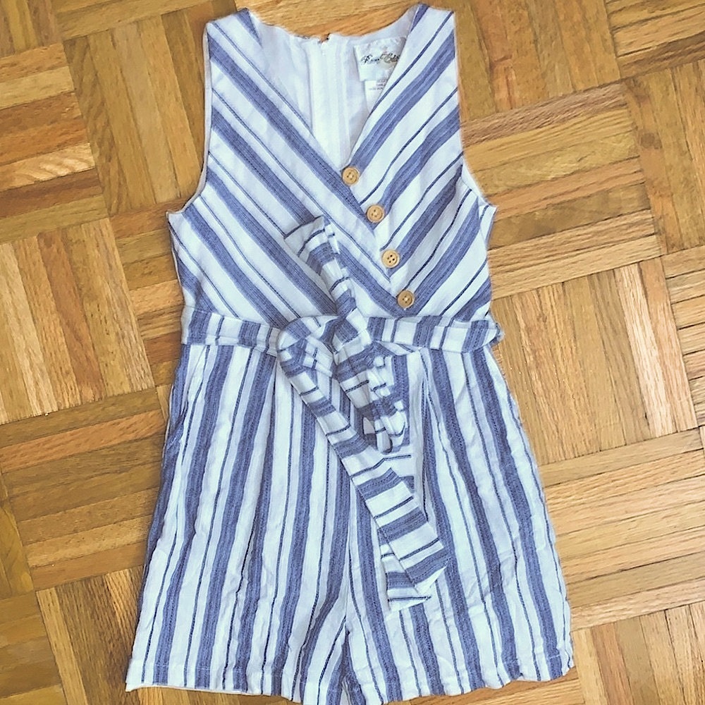 Rare Editions Romper w/ Pockets - Linen Blend - Girls Size 7